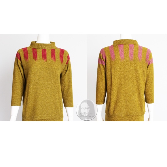 Bonnie Cashin Cashmere Sweater and Skirt Suit 2pc Intarsia Knit Saks 1960s Rare - Picture 4 of 9